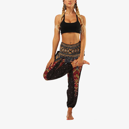 Mythstone Hippie Pants Baggy Boho High Waist Lounge Trousers with Pockets Women's Yoga Pants