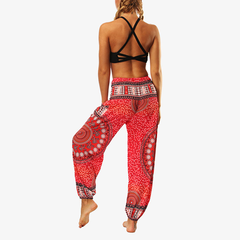 Mythstone Hippie Pants Baggy Boho High Waist Lounge Trousers with Pockets Women's Yoga Pants