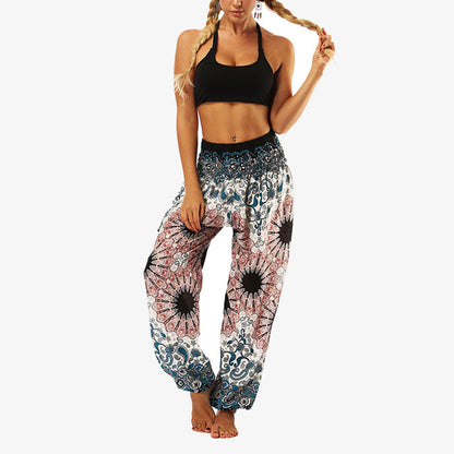 Mythstone Hippie Pants Baggy Boho High Waist Lounge Trousers with Pockets Women's Yoga Pants