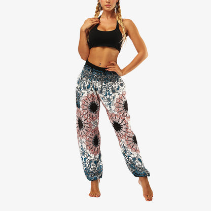 Mythstone Hippie Pants Baggy Boho High Waist Lounge Trousers with Pockets Women's Yoga Pants