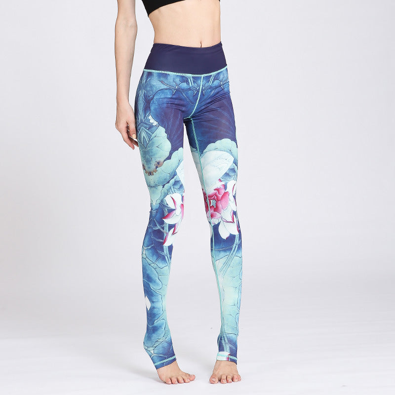 Mythstone Lotus Flower Print Design Pants Sports Fitness Yoga Leggings Women's Yoga Pants