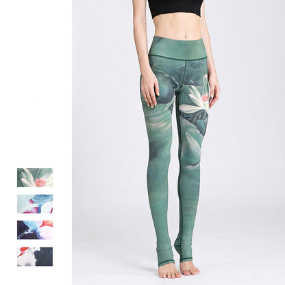 Mythstone Lotus Flower Print Design Pants Sports Fitness Yoga Leggings Women's Yoga Pants