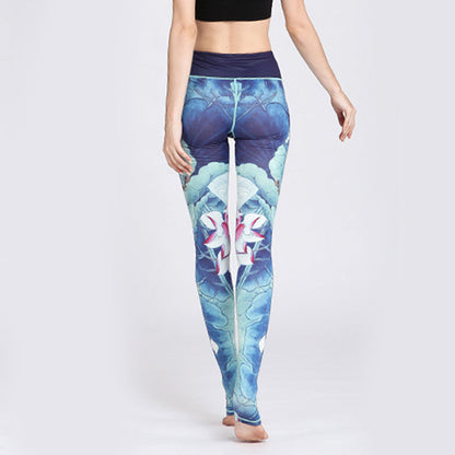 Mythstone Lotus Flower Print Design Pants Sports Fitness Yoga Leggings Women's Yoga Pants