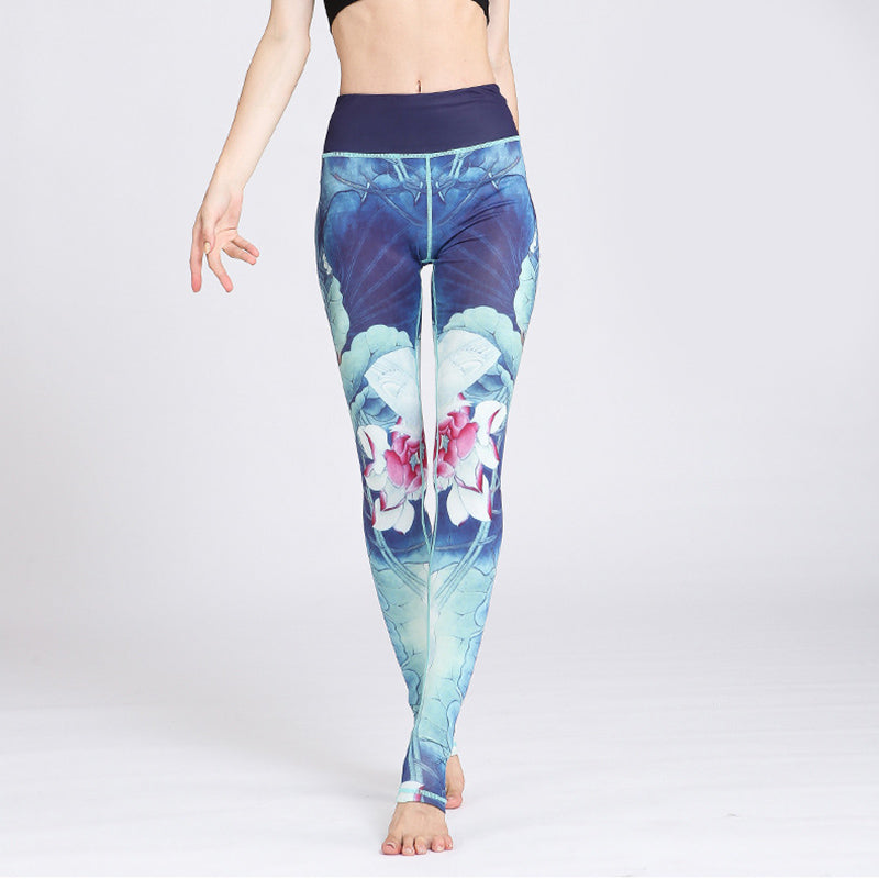 Mythstone Lotus Flower Print Design Pants Sports Fitness Yoga Leggings Women's Yoga Pants