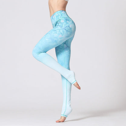 Pantalones de yoga deportivos con estampado floral de flor de loto de Mythstone para mujer