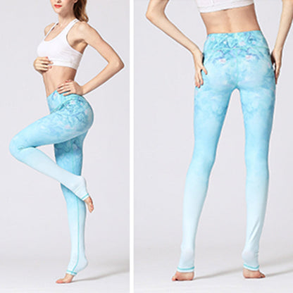 Pantalones de yoga deportivos con estampado floral de flor de loto de Mythstone para mujer