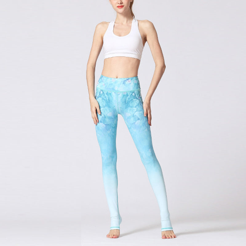 Pantalones de yoga deportivos con estampado floral de flor de loto de Mythstone para mujer