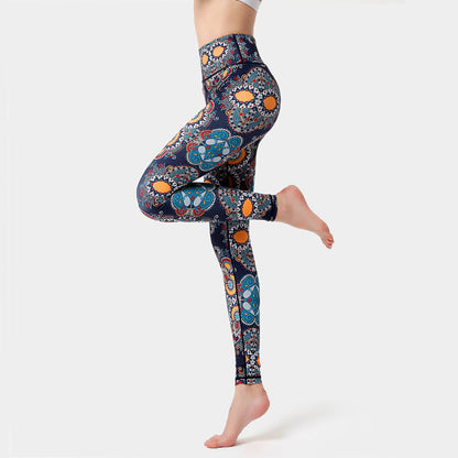 Mythstone Flowers Leaves Birds Print Pants Sports Fitness Yoga Dance Leggings Women's Yoga Pants