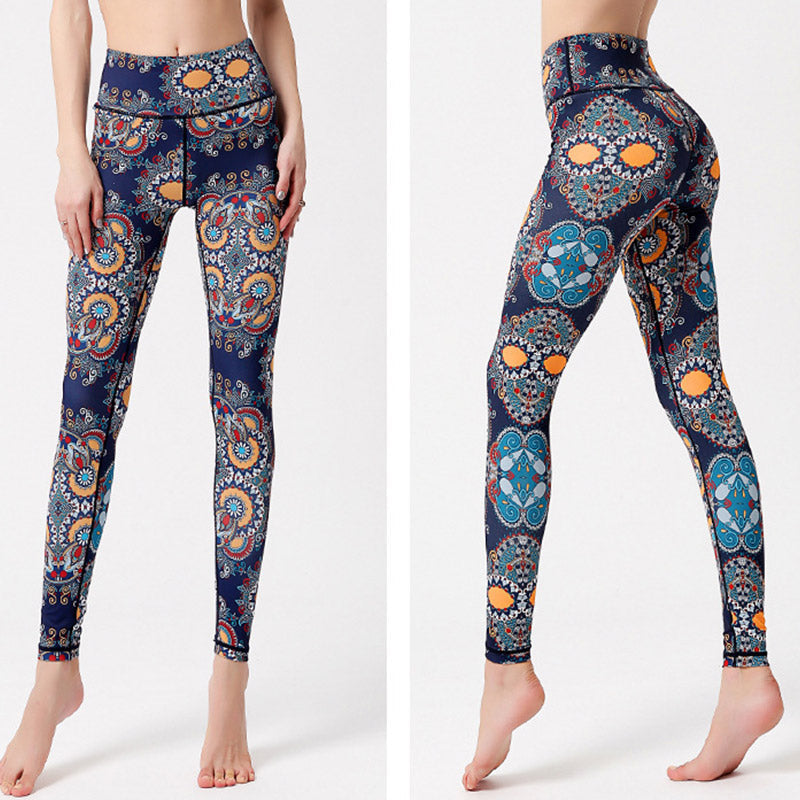 Mythstone Flowers Leaves Birds Print Pants Sports Fitness Yoga Dance Leggings Women's Yoga Pants