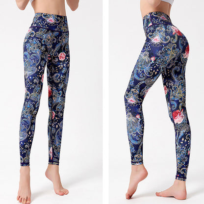 Mythstone Flowers Leaves Birds Print Pants Sports Fitness Yoga Dance Leggings Women's Yoga Pants