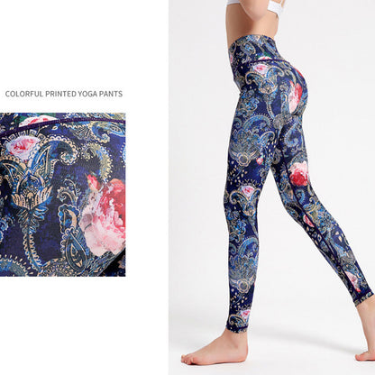 Mythstone Flowers Leaves Birds Print Pants Sports Fitness Yoga Dance Leggings Women's Yoga Pants