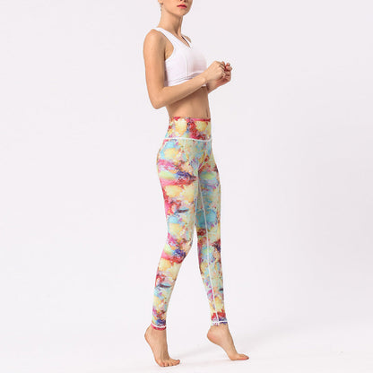 Mythstone Multicolored Print Flowers Pants Sports Exercise Fitness High Waist Leggings Women's Yoga Pants