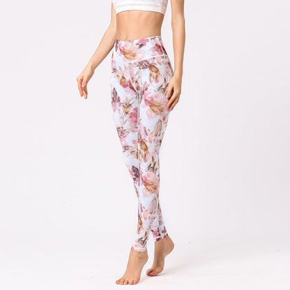 Mythstone Multicolored Print Flowers Pants Sports Exercise Fitness High Waist Leggings Women's Yoga Pants