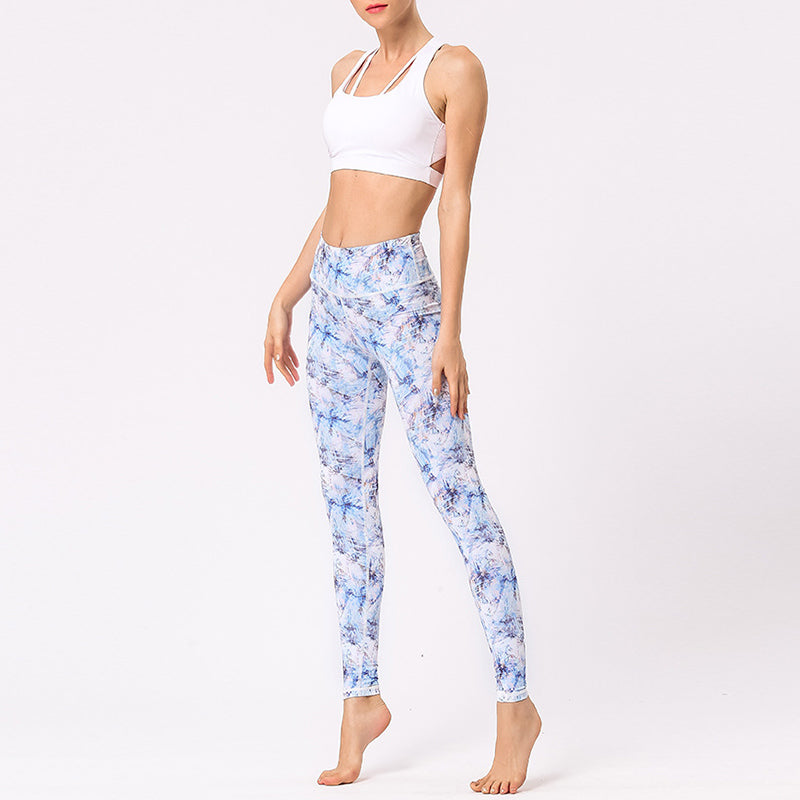 Mythstone Multicolored Print Flowers Pants Sports Exercise Fitness High Waist Leggings Women's Yoga Pants