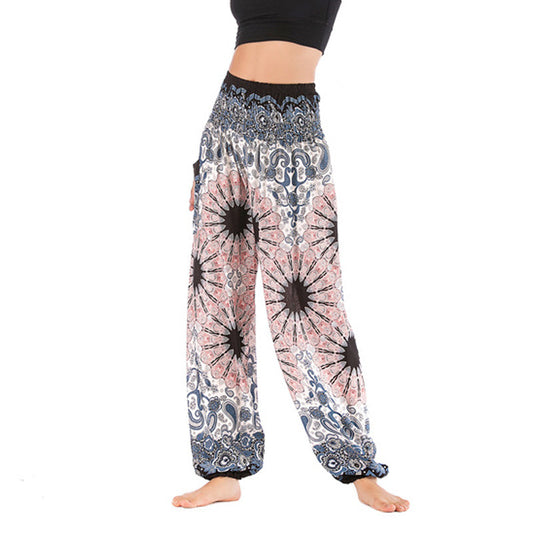 Mythstone Geometric Mandala Pattern Loose Harem Trousers High Waist Women's Yoga Pants