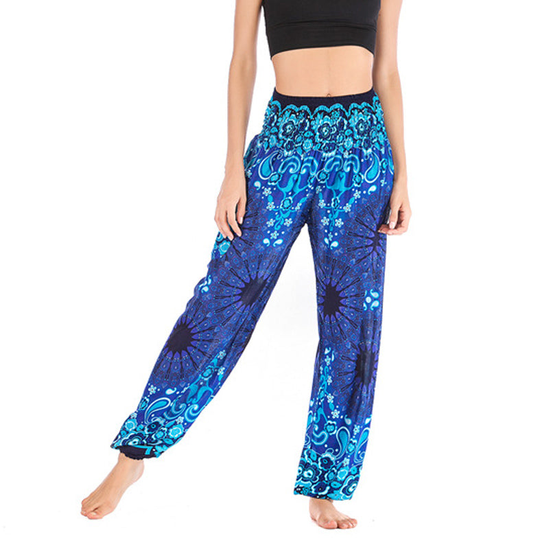 Mythstone Geometric Mandala Pattern Loose Harem Trousers High Waist Women's Yoga Pants