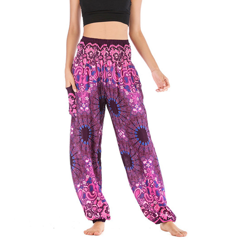 Mythstone Geometric Mandala Pattern Loose Harem Trousers High Waist Women's Yoga Pants