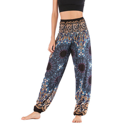 Mythstone Geometric Mandala Pattern Loose Harem Trousers High Waist Women's Yoga Pants