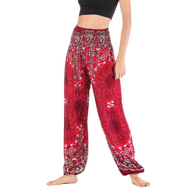 Mythstone Geometric Mandala Pattern Loose Harem Trousers High Waist Women's Yoga Pants