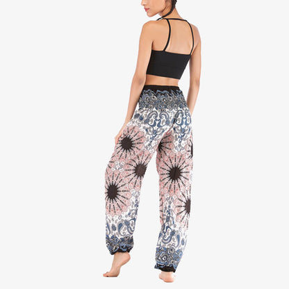 Mythstone Geometric Mandala Pattern Loose Harem Trousers High Waist Women's Yoga Pants