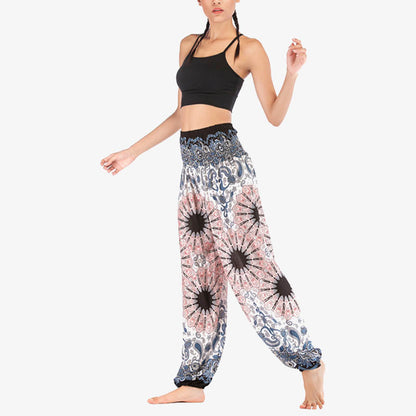 Mythstone Geometric Mandala Pattern Loose Harem Trousers High Waist Women's Yoga Pants