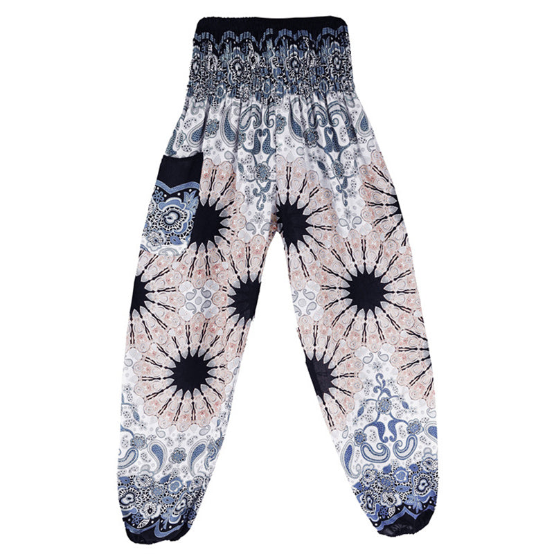 Mythstone Geometric Mandala Pattern Loose Harem Trousers High Waist Women's Yoga Pants