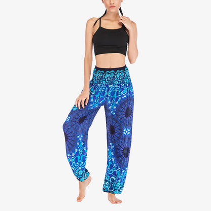 Mythstone Geometric Mandala Pattern Loose Harem Trousers High Waist Women's Yoga Pants