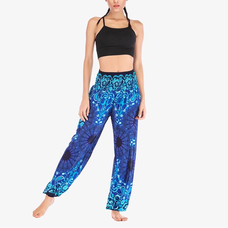 Mythstone Geometric Mandala Pattern Loose Harem Trousers High Waist Women's Yoga Pants