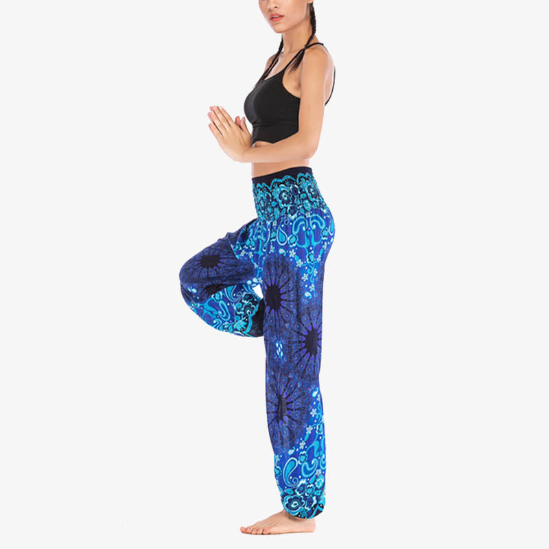 Mythstone Geometric Mandala Pattern Loose Harem Trousers High Waist Women's Yoga Pants