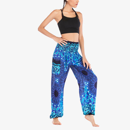 Mythstone Geometric Mandala Pattern Loose Harem Trousers High Waist Women's Yoga Pants