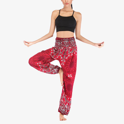 Mythstone Geometric Mandala Pattern Loose Harem Trousers High Waist Women's Yoga Pants