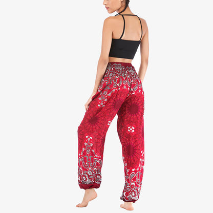 Mythstone Geometric Mandala Pattern Loose Harem Trousers High Waist Women's Yoga Pants