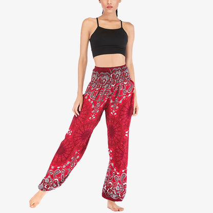 Mythstone Geometric Mandala Pattern Loose Harem Trousers High Waist Women's Yoga Pants