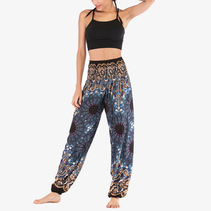 Mythstone Geometric Mandala Pattern Loose Harem Trousers High Waist Women's Yoga Pants