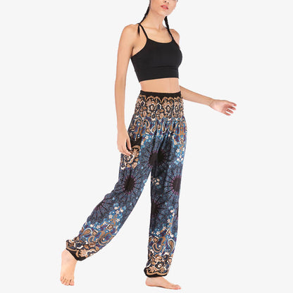 Mythstone Geometric Mandala Pattern Loose Harem Trousers High Waist Women's Yoga Pants