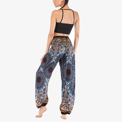 Mythstone Geometric Mandala Pattern Loose Harem Trousers High Waist Women's Yoga Pants