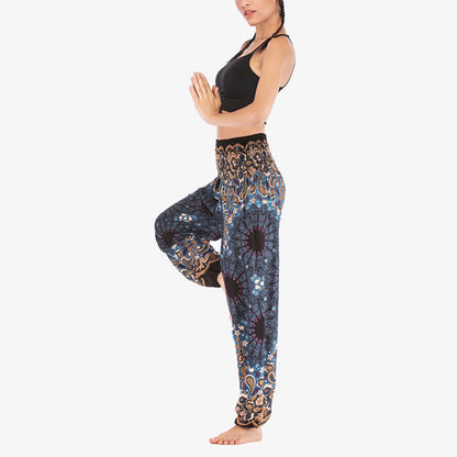 Mythstone Geometric Mandala Pattern Loose Harem Trousers High Waist Women's Yoga Pants