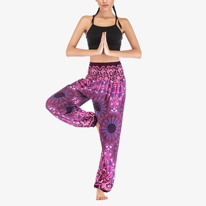 Mythstone Geometric Mandala Pattern Loose Harem Trousers High Waist Women's Yoga Pants