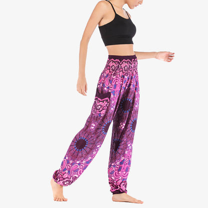 Mythstone Geometric Mandala Pattern Loose Harem Trousers High Waist Women's Yoga Pants