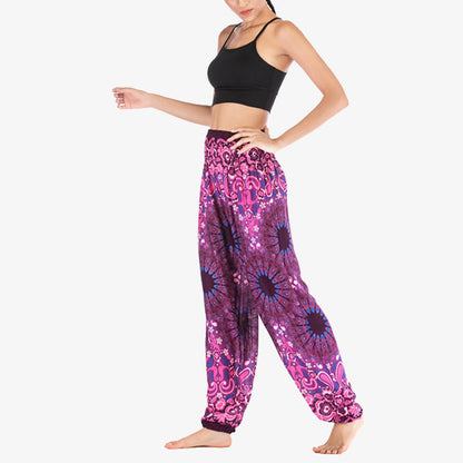 Mythstone Geometric Mandala Pattern Loose Harem Trousers High Waist Women's Yoga Pants