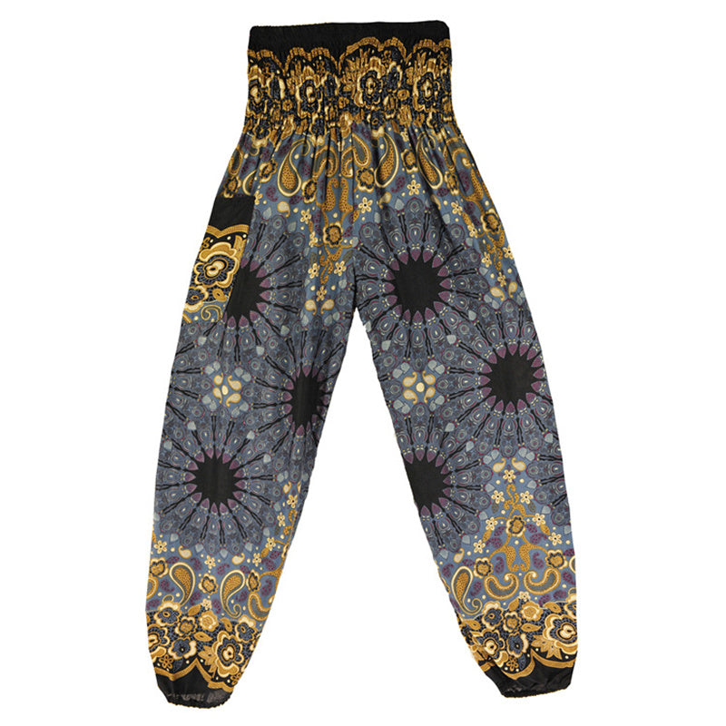 Mythstone Geometric Mandala Pattern Loose Harem Trousers High Waist Women's Yoga Pants