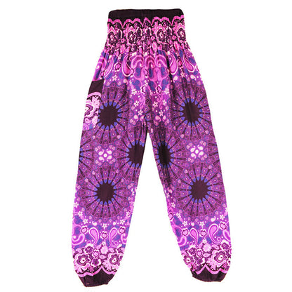 Mythstone Geometric Mandala Pattern Loose Harem Trousers High Waist Women's Yoga Pants