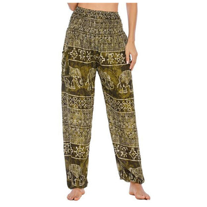 Mythstone Elephant Pattern Loose Casual Harem Trousers High Waist Women's Yoga Pants