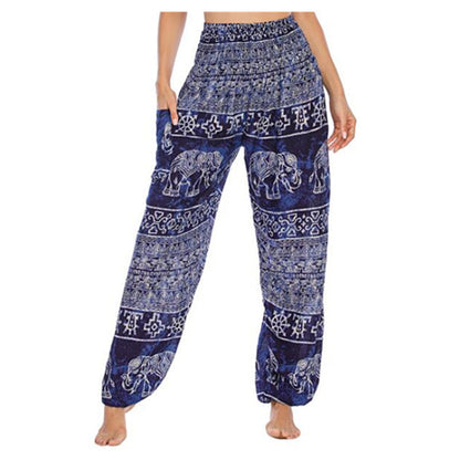 Mythstone Elephant Pattern Loose Casual Harem Trousers High Waist Women's Yoga Pants