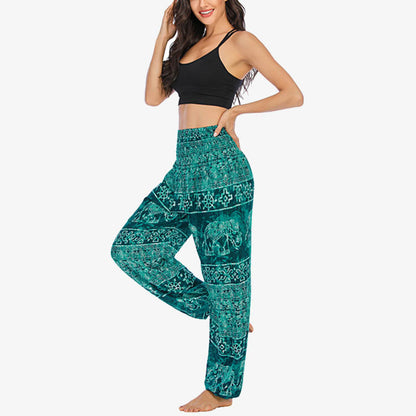 Mythstone Elephant Pattern Loose Casual Harem Trousers High Waist Women's Yoga Pants