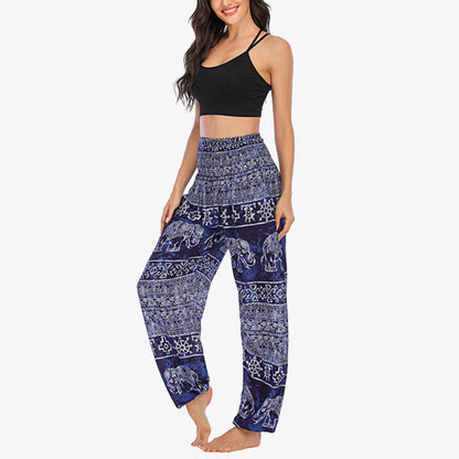 Mythstone Elephant Pattern Loose Casual Harem Trousers High Waist Women's Yoga Pants