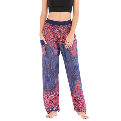 Mythstone Round Geometric Pattern Loose Casual Harem Trousers High Waist Women's Yoga Pants