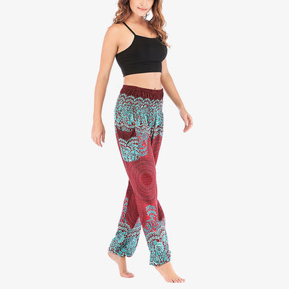 Mythstone Round Geometric Pattern Loose Casual Harem Trousers High Waist Women's Yoga Pants