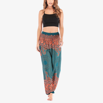 Mythstone Round Geometric Pattern Loose Casual Harem Trousers High Waist Women's Yoga Pants