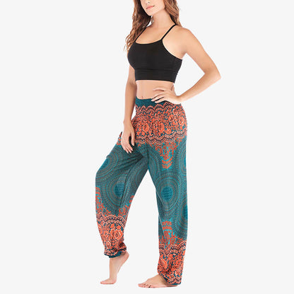 Mythstone Round Geometric Pattern Loose Casual Harem Trousers High Waist Women's Yoga Pants